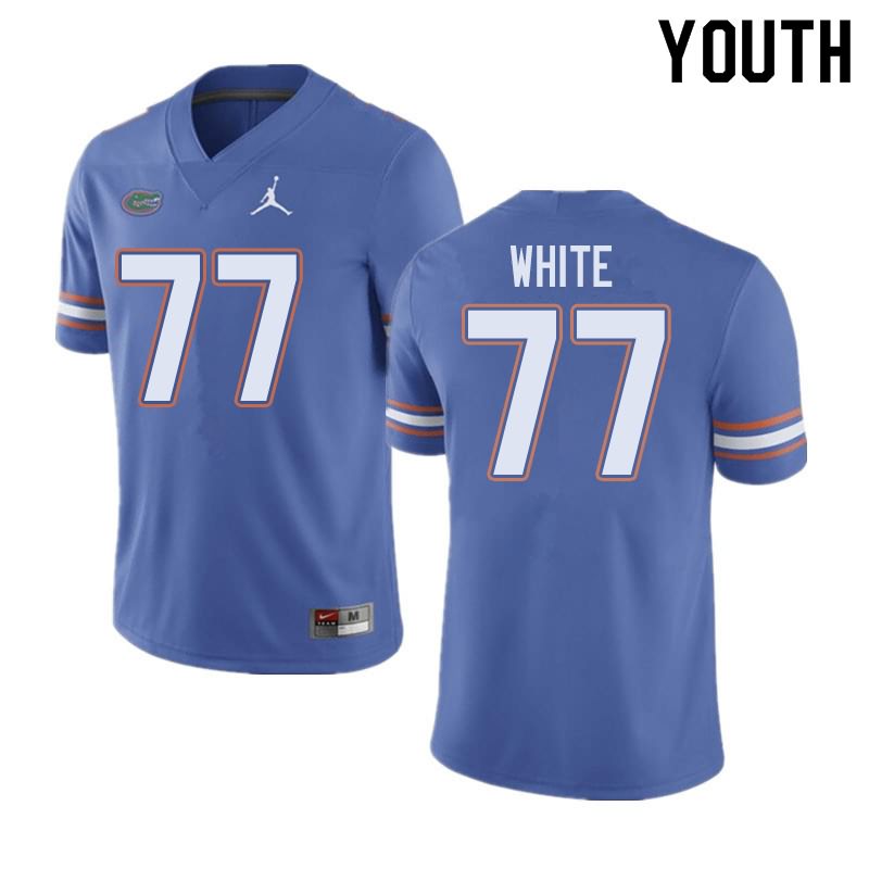 Youth NCAA Florida Gators Ethan White #77 Stitched Authentic Jordan Brand Blue College Football Jersey FAY1165EO